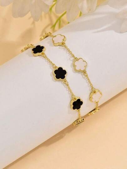 Five-Petal Flower Chain Bracelet