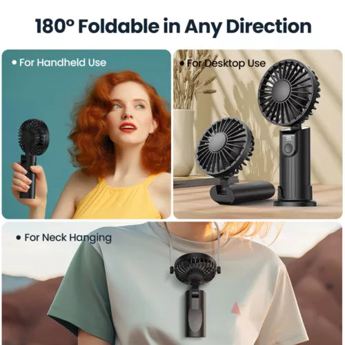 3 in 1 Portable Handheld Fan Foldable Fan Cooler Cooling 5000mAh Rechargeable US